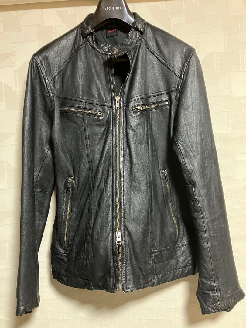 美品 ジャックローズ ラムスキン ライダースジャケット ブラック サイズ4号