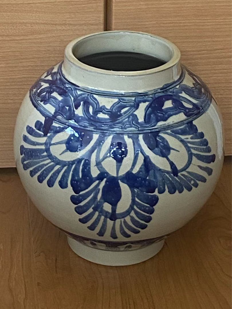 中国 染付草花文壶時代 青花 大壺 花瓶 古董
