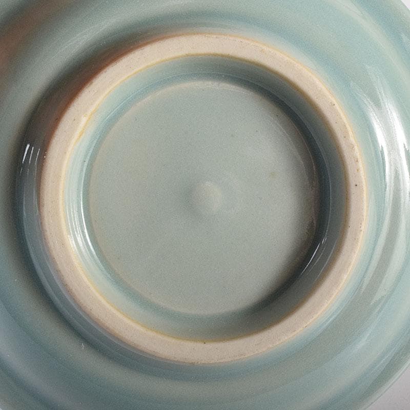 和食器　木野皿山窯　上田恒次作　青磁鎬手　銘々皿　7客　共箱　V　R7751