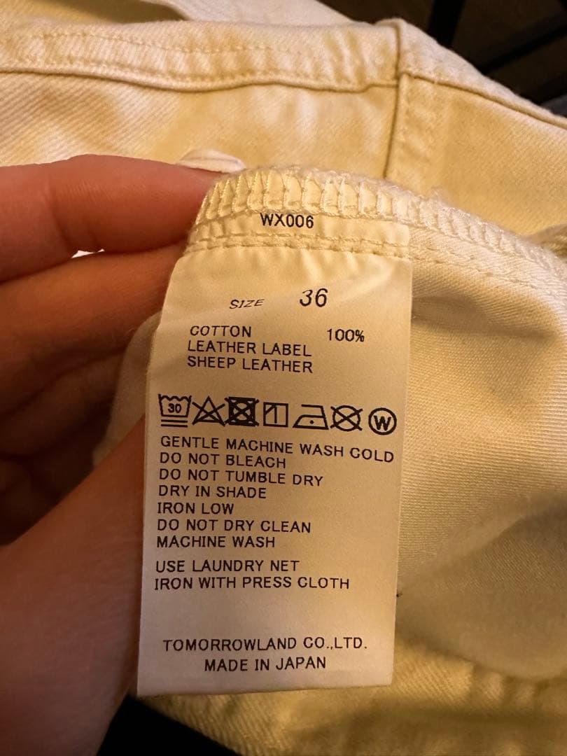 コットンデニム タックワイドパンツ