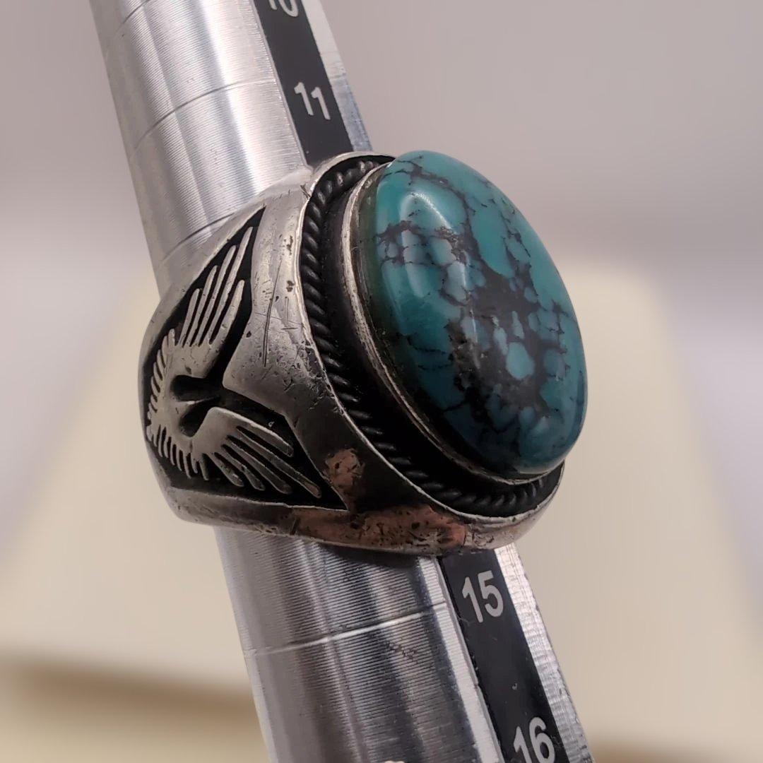 ⭐️SAAD ターコイズシルバーリング 15号 サードプレミアム