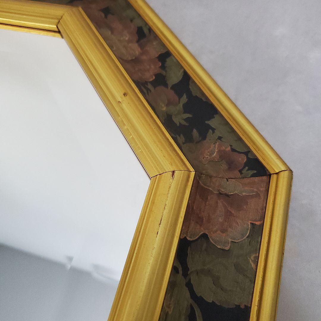 【イタリア製】ウォールミラー　鏡 アンティーク 壁掛 花柄　ヴィンテージ　レトロ