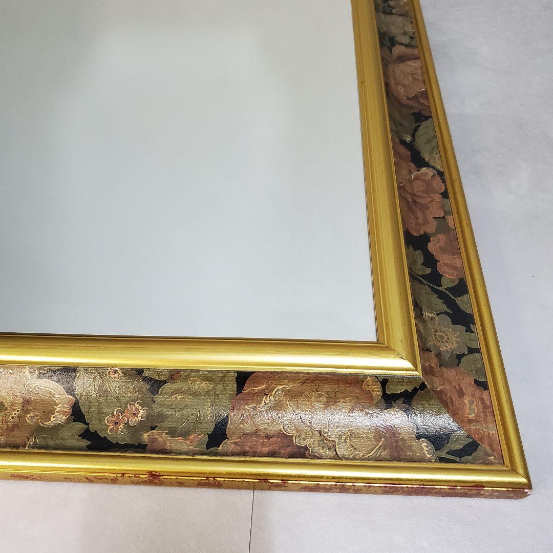 【イタリア製】ウォールミラー　鏡 アンティーク 壁掛 花柄　ヴィンテージ　レトロ