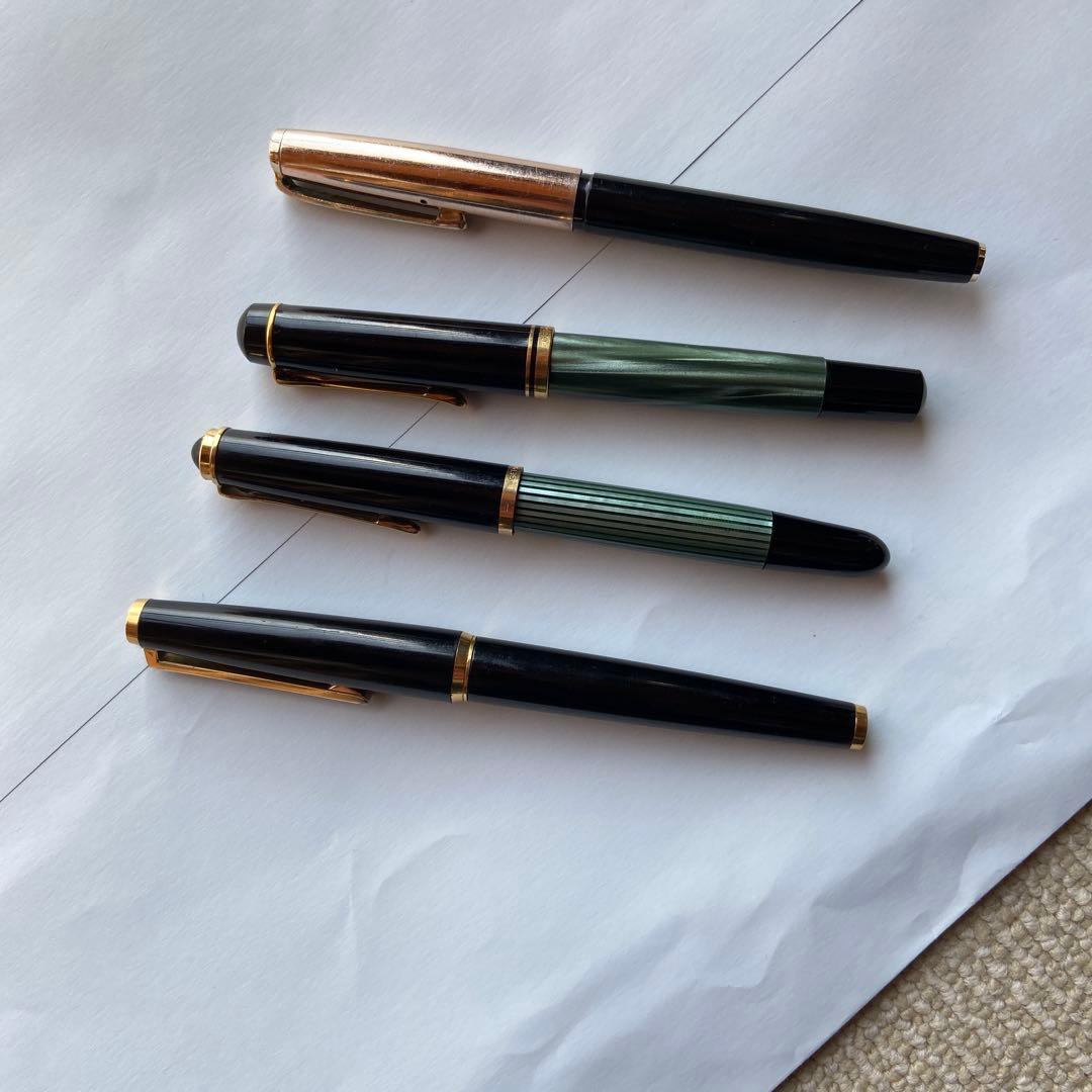 万年筆 4本セット 黒と金のコンビネーション　ペリカン万年筆　太字