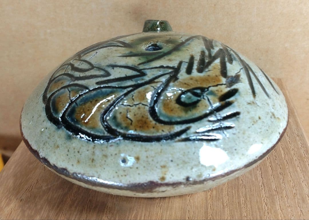 【本物保証】金城次郎 壷屋焼海老文水滴 共箱 栞 人間国宝 壺屋焼 美品