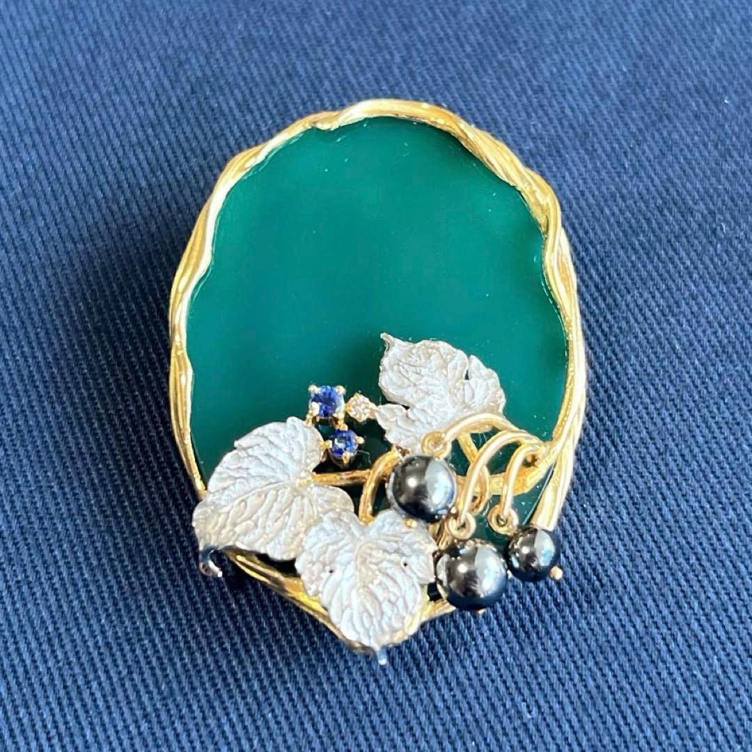 石川暢子 ブローチ兼ペンダントトップ ブドウ アズタイム