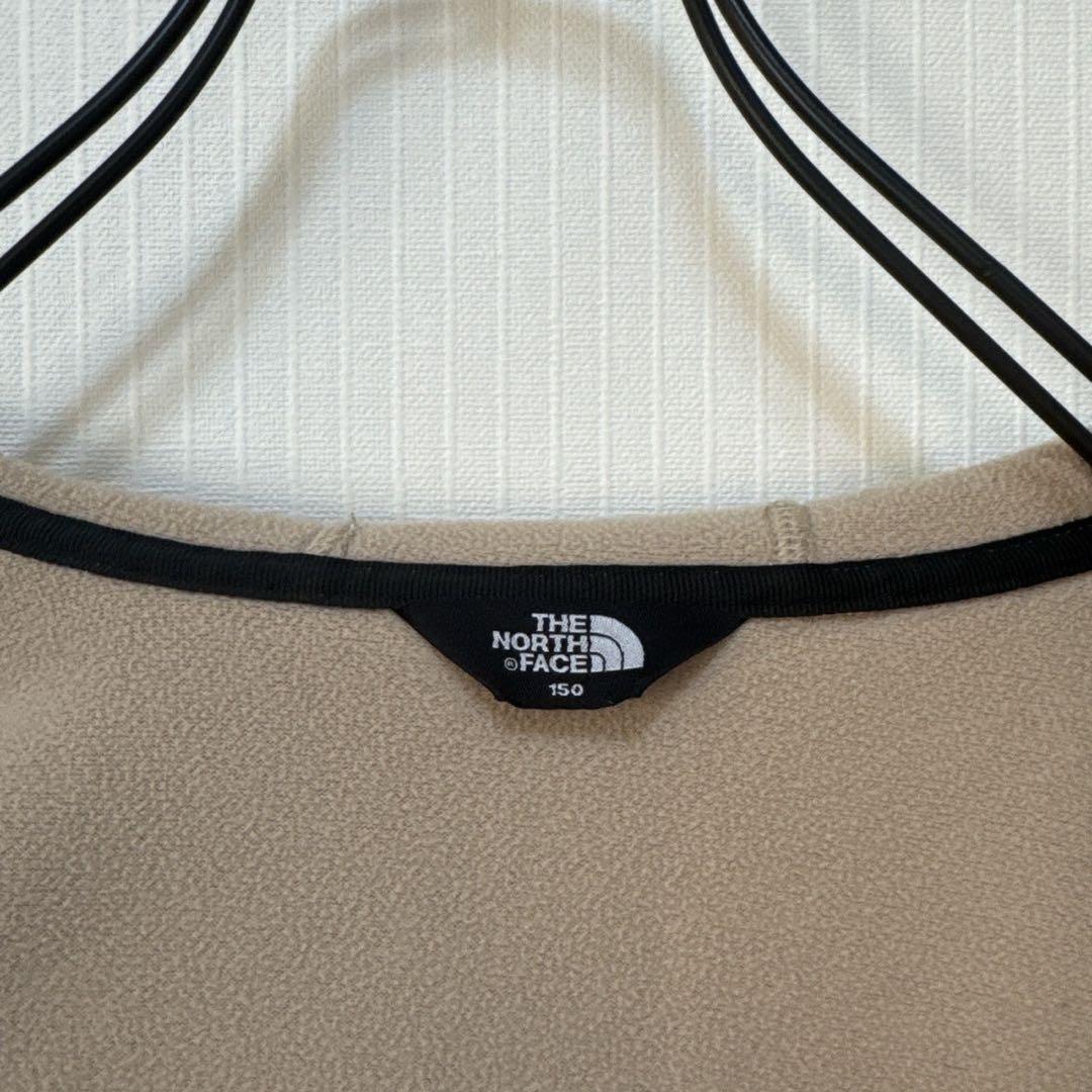 【刺繍ロゴ&肩ロゴ】ノースフェイス　フリースジャケット　キッズ150　ベージュ