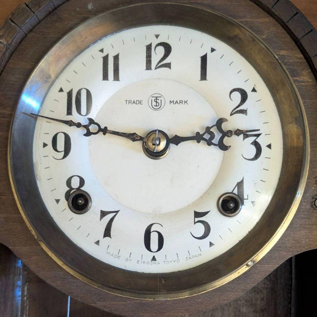 古時計　掛時計　アンティーク掛時計　ゼンマイ時計　レトロ時計　英工舎