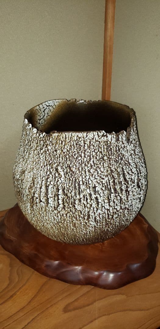 漆器 椀 黒白テクスチャー 木製台座付き