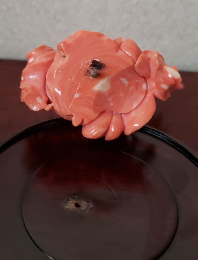 勇峰 本珊瑚 天女 置物 オブジェ 彫刻 珊瑚 宝石珊瑚 天然珊瑚 赤珊瑚