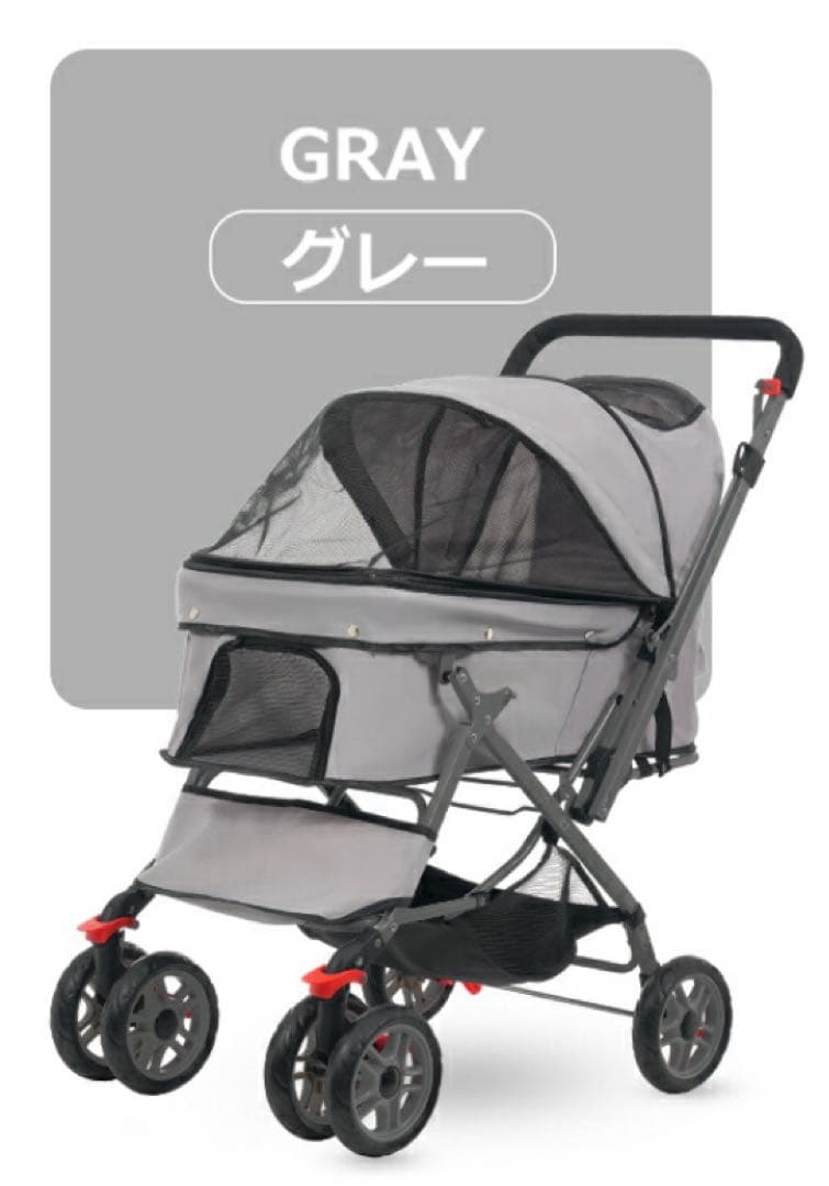 ペットカート　ドッグカート　ペット用品　犬用品　4輪　多機能　カート　グレー
