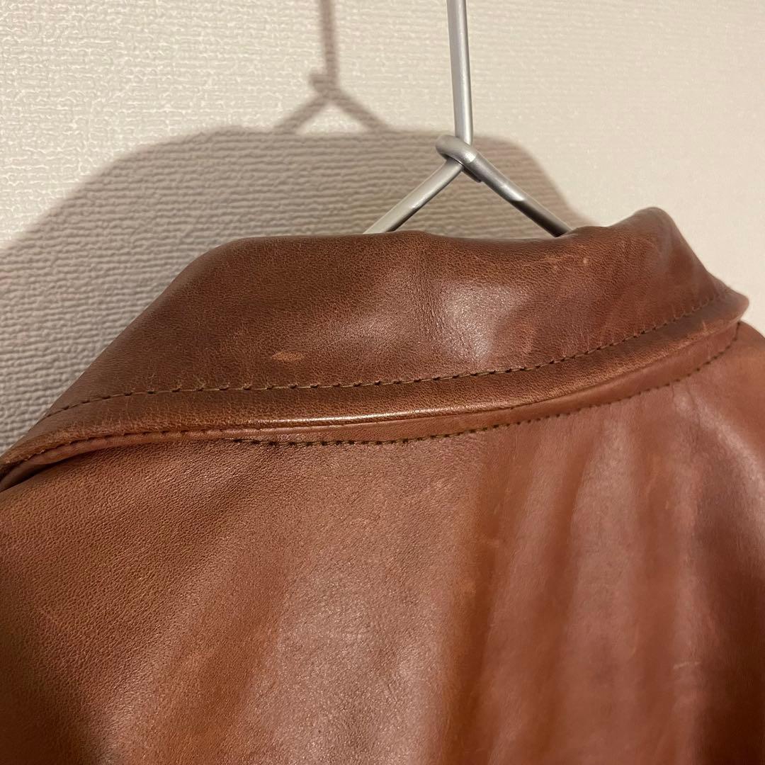 良品 90s ビンテージ シングル レザー ライダースジャケット US40