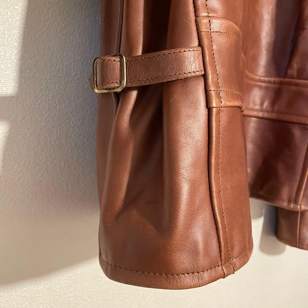 良品 90s ビンテージ シングル レザー ライダースジャケット US40