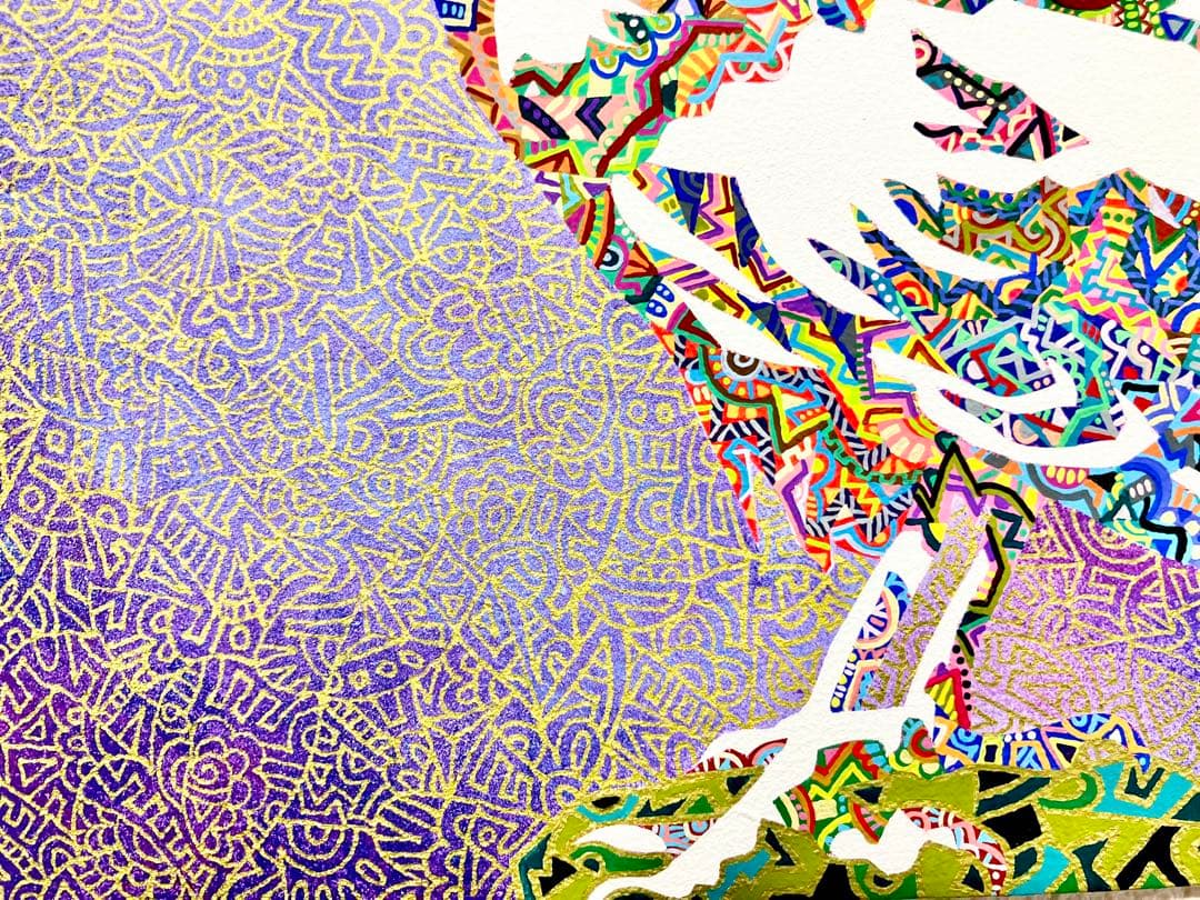 値下げ　原画　カラス　鳥　動物画　絵画　アクリル画　現代アート　細密画　一点物