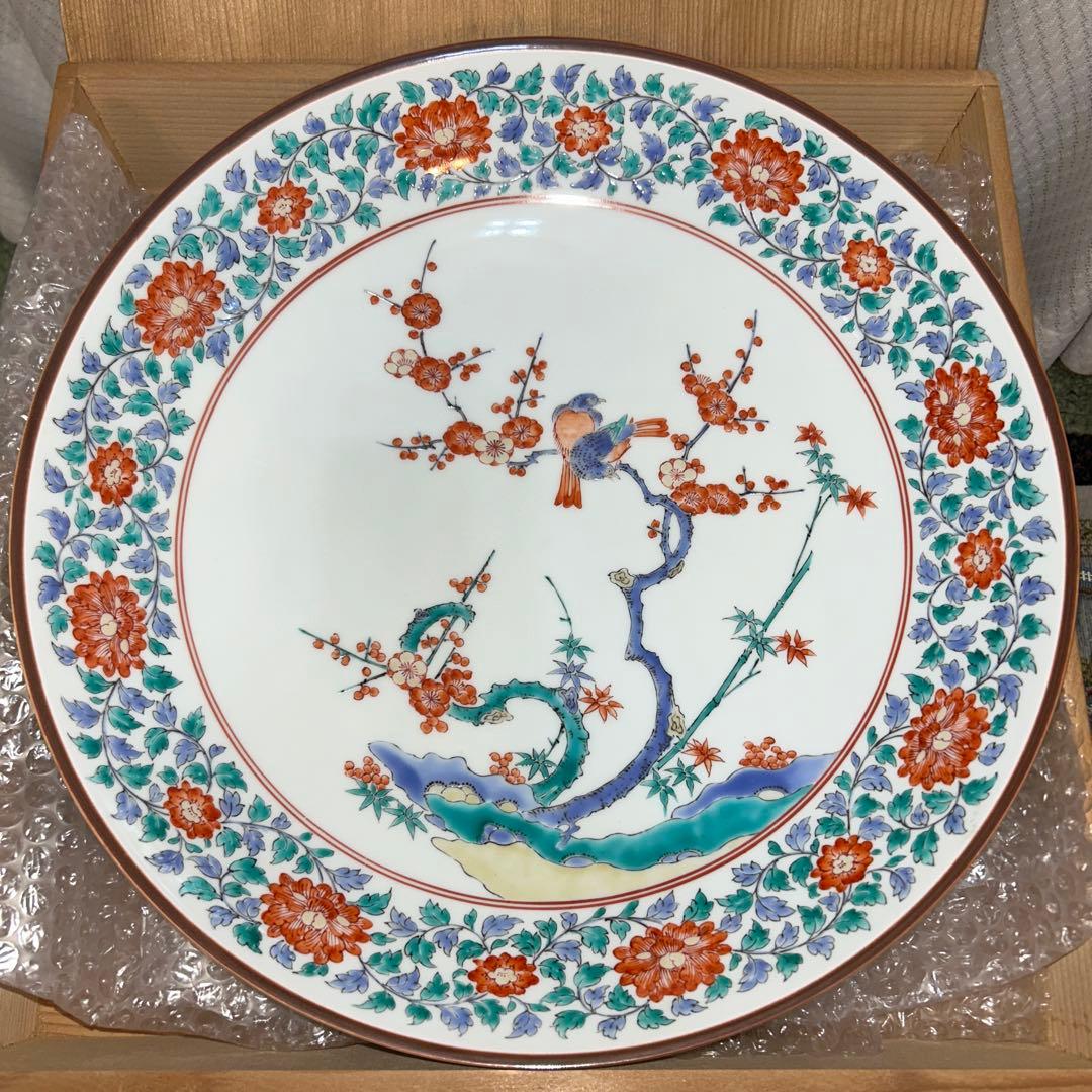 ★おまけ付き★奥川俊右衛門　36cm 大皿　額皿　飾り皿　絵皿　共箱付き