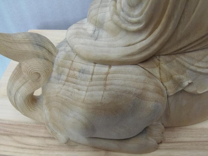 Ｂフライデー良いお顔　 学業成就★楠材 僧形文殊菩薩坐像 高さ：約54cm★