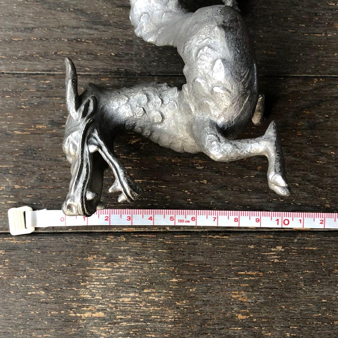 龍 竜 ドラゴン 置物 金属製 銀色