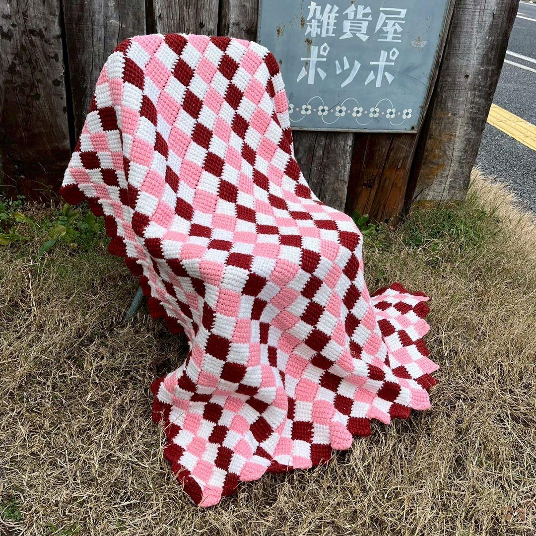 【USA vintage】 グラニーブランケット　エントレラック　ひざ掛け　ラグ