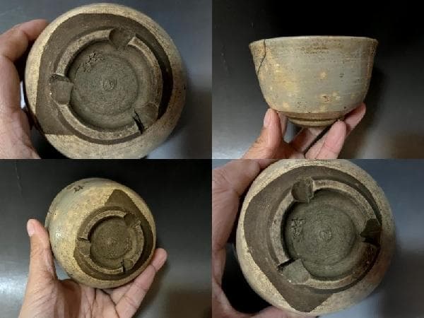 茶碗■古古曽部 御本立鶴 ？義製 銀継ぎ直し有 江戸期 お茶道具 時代物 骨董■