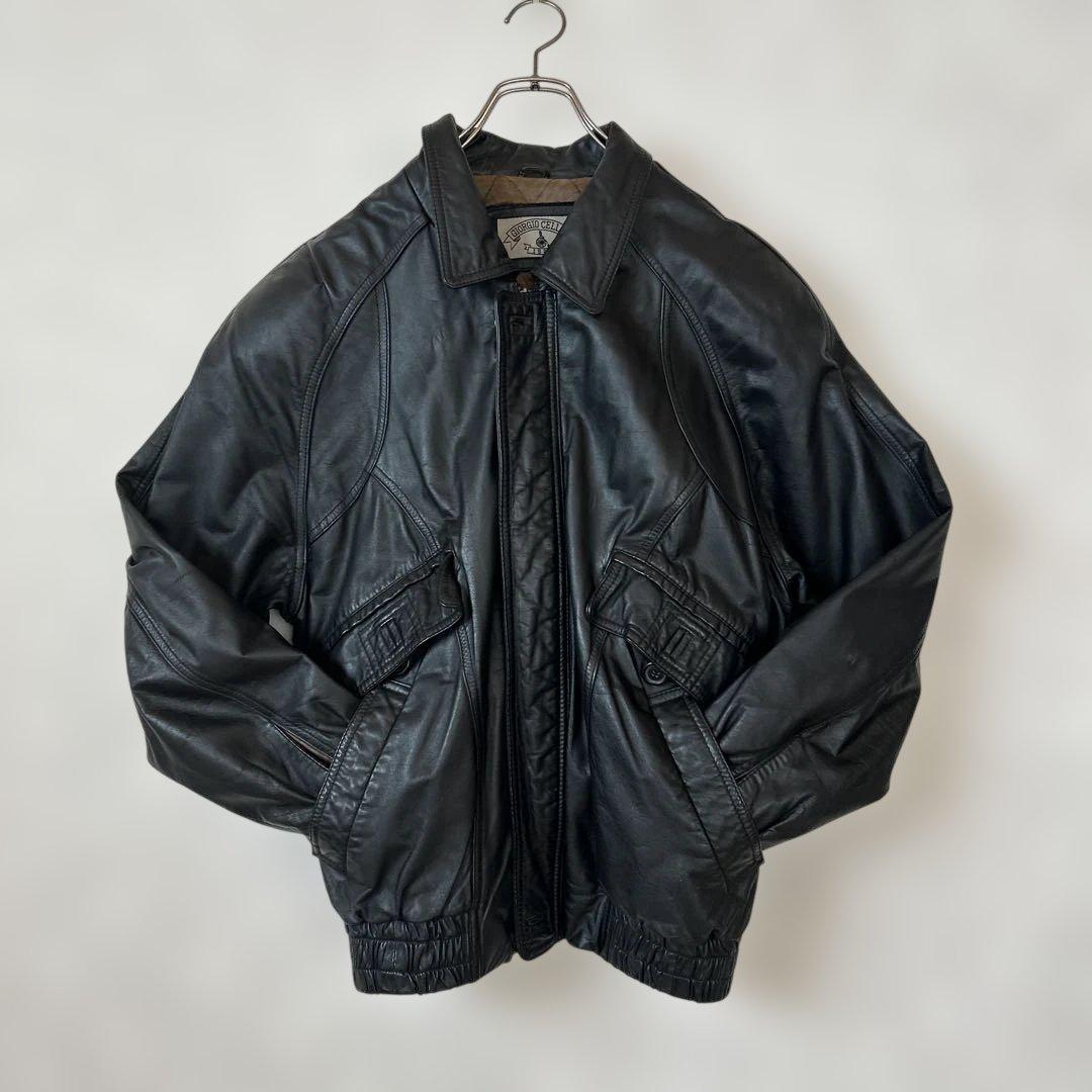 古着　上質　革ジャン　リアルレザージャケット　光沢　牛革　ライダースジャケット