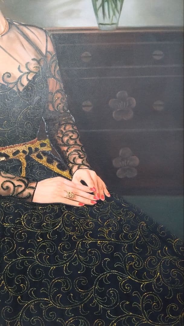 人見友紀　伝説の逃亡画家　油彩画　油絵　12号　グレースケリー