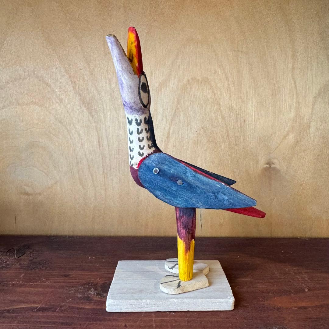 メキシコ ビンテージ ウッドカーヴィング ヒクイドリ 民藝 オブジェ 置物 古物