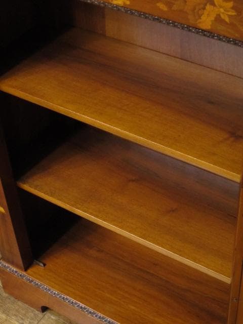 フレンチアンティーク 木象嵌 オルモル装飾 ピアキャビネット 鍵付き