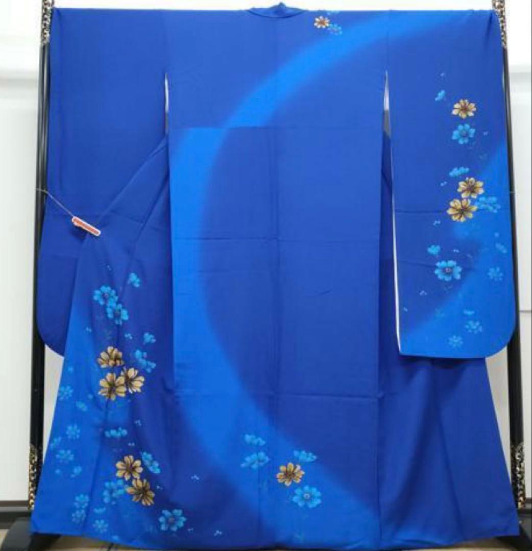 振袖 フルセット6点サイズM〜Ｌ草花文　銀駒彩　正絹