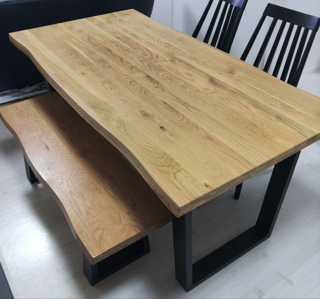 天板4cm 幅160cm ダイニングテーブル 天然木 木目 一枚板風　uk