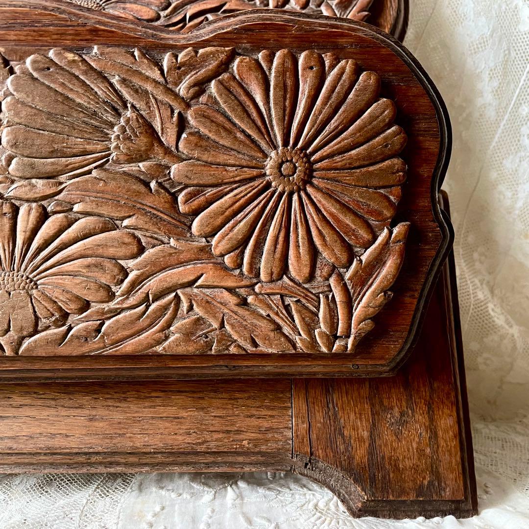 19世紀イギリスアンティーク壁掛け木製レターラック　家具シェルフステーショナリー