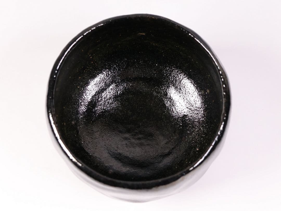 茶道具 三代 佐々木松楽造 黒楽 茶碗 楽焼 共箱 共布 京都 陶芸【MB80】