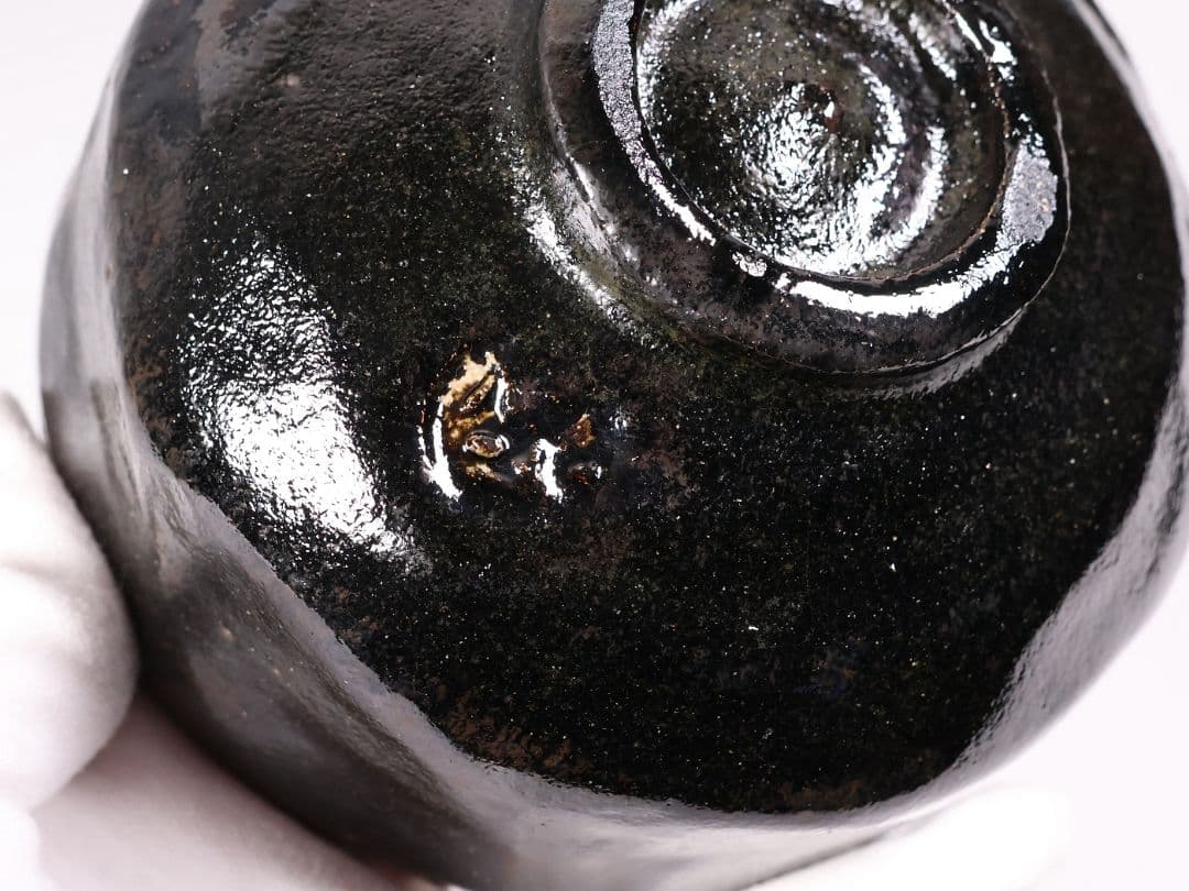 茶道具 三代 佐々木松楽造 黒楽 茶碗 楽焼 共箱 共布 京都 陶芸【MB80】