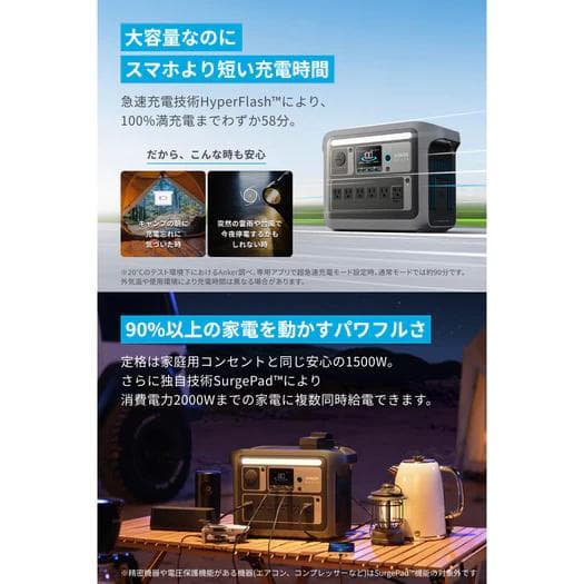 【新品】アンカー ポータブル電源 Anker Solix C1000 ブラック