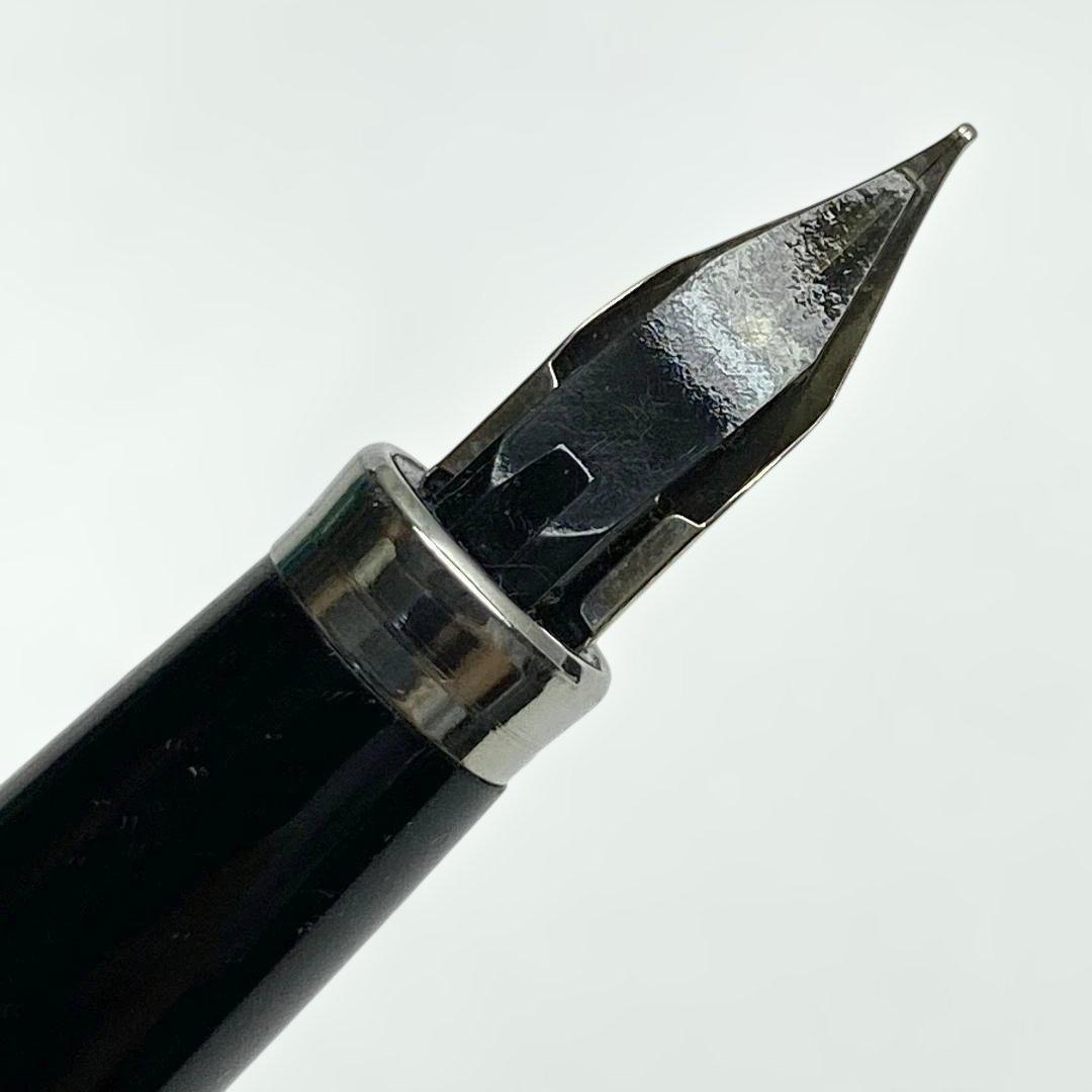 14K-WG プラチナ万年筆 格子柄 中字 保管品