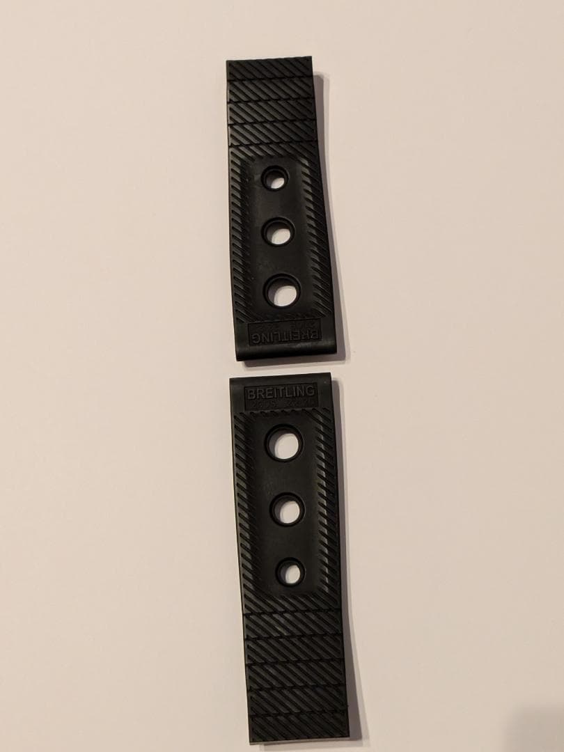 純正BREITLING ブラックラバーベルト フォールディングバックル SET