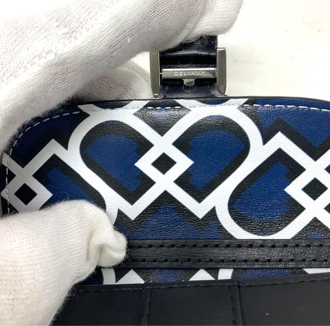 DELVAUX ブリヨン　チェーンカードホルダー、ケース　アップダウン柄