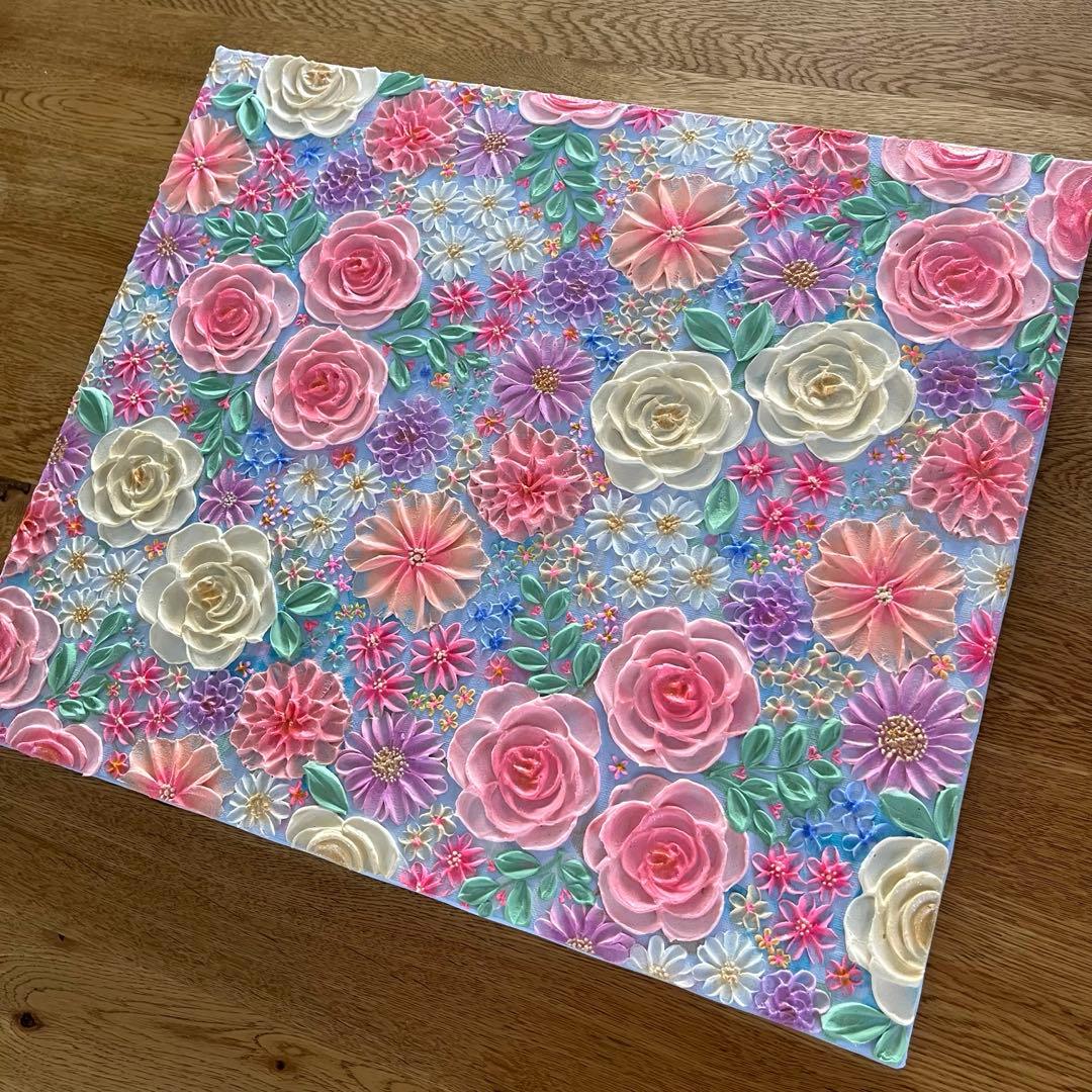 原画 テクスチャーアート 花の絵　花　フラワーアート　花柄