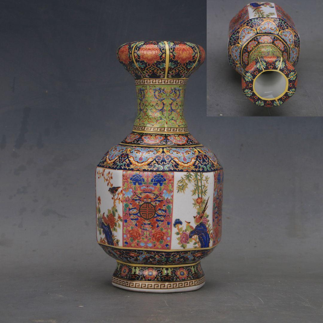 花鳥八方瓶は清雍正琺瑯彩窓窓瓶 景徳鎮 陶磁器 装飾品 現代工芸品 美術品 置物