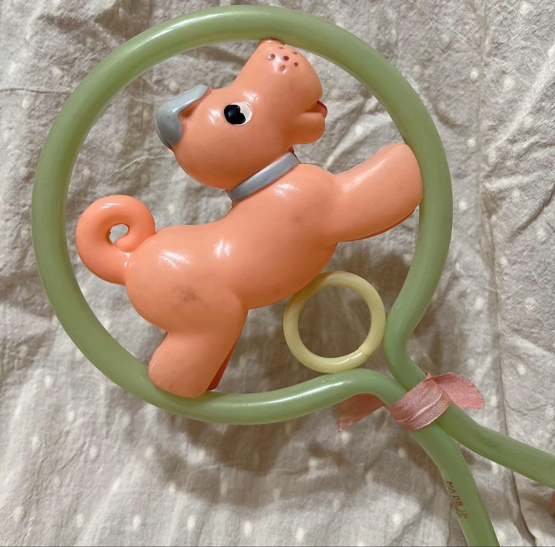 希少　オキュパイドジャパン　レトロ　セルロイド　ガラガラ　赤ちゃん　いぬ　犬