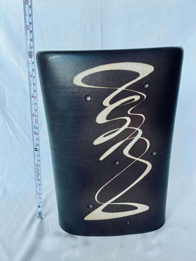 【美品】木森基人 益子焼 大型作品 象嵌紋壺