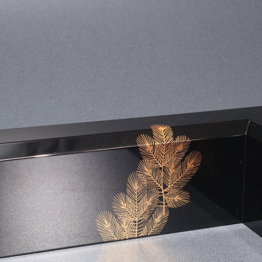 【茶道具】炉縁　象彦　若松文様　裏千家鵬雲斎花押書付　共箱　R1590