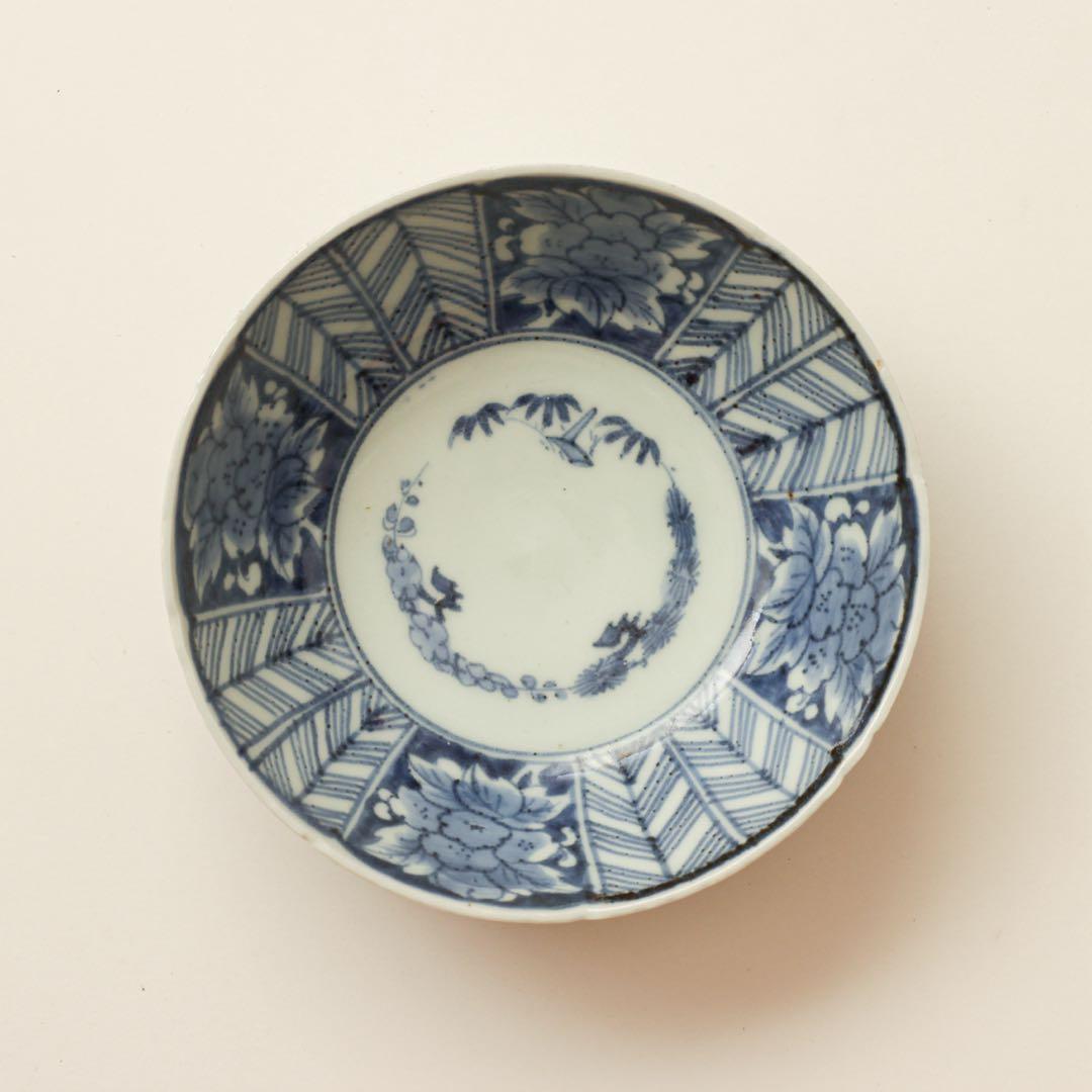 伊万里　古伊万里　江戸　中期　深皿　なます 皿　矢羽根　牡丹