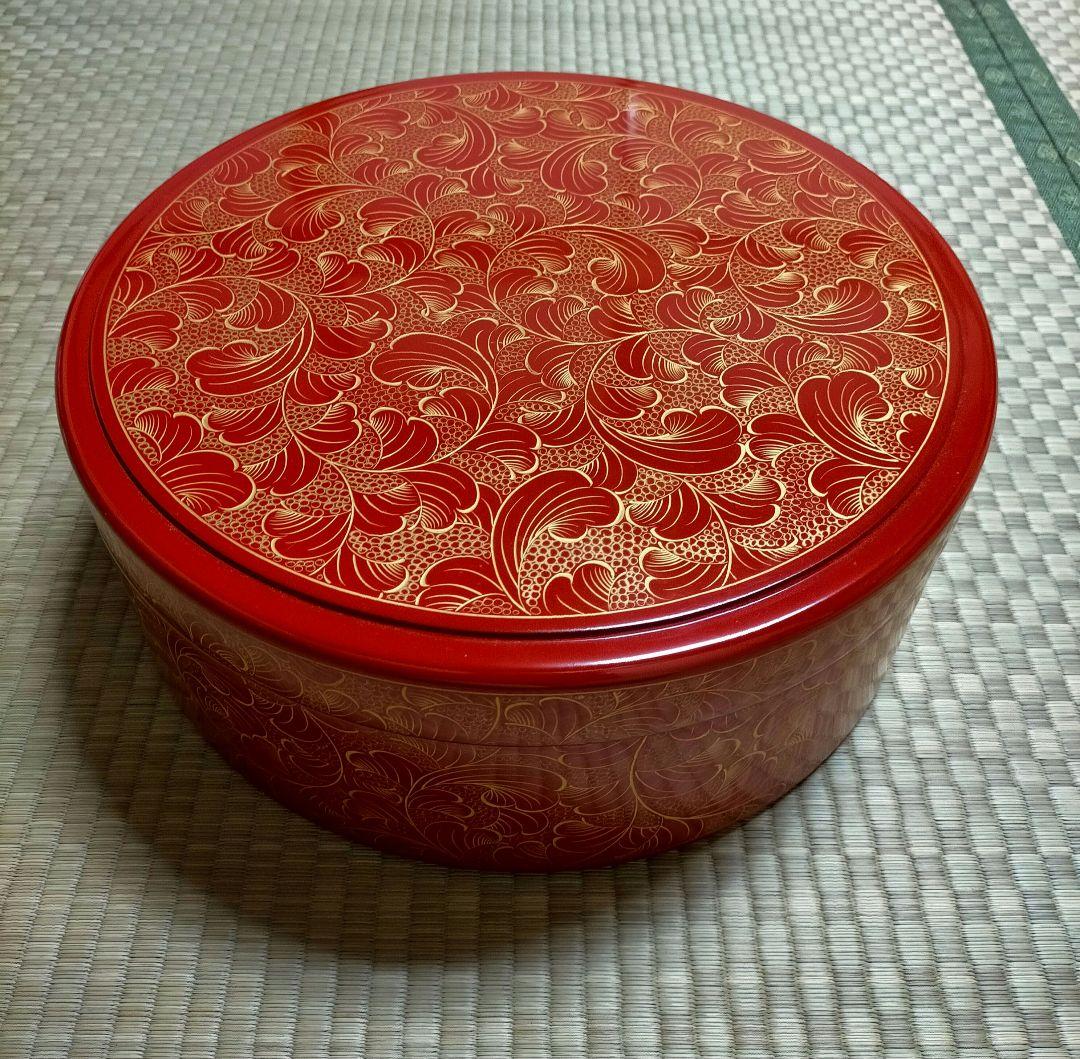 輪島塗　茶櫃　沈金　朱