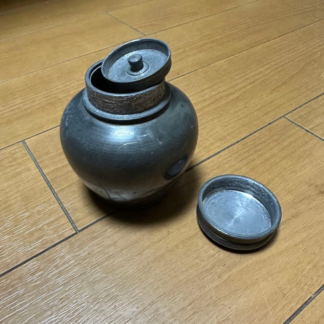 時代物 煎茶道具 古錫 茶壷 茶心壷 約262g