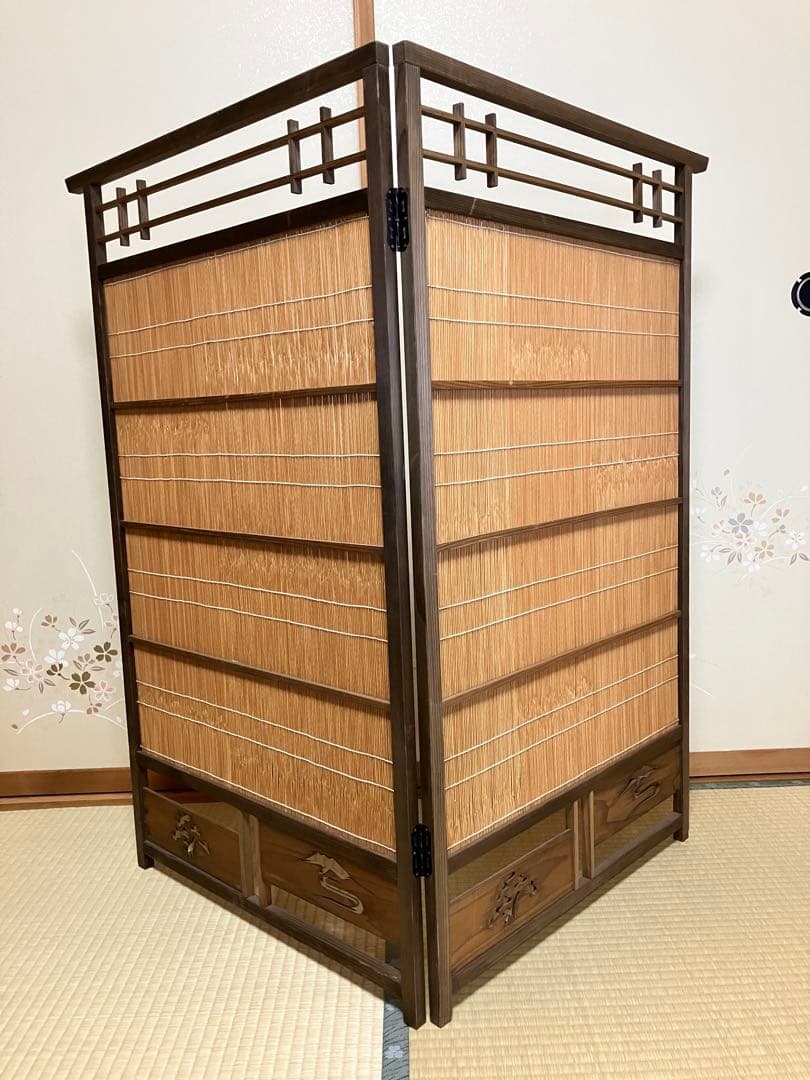 年末年始お値下げ　簾戸　衝立　漆塗り　ビンテージ　もう作れない　明治時代　建具
