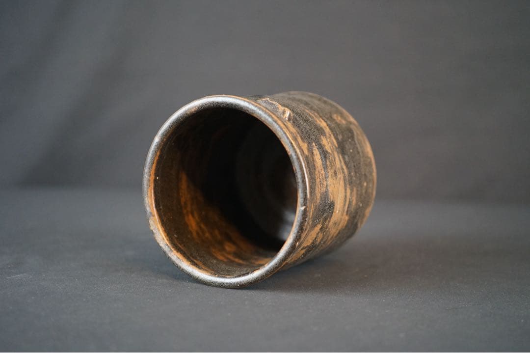 祖母懐 古瀬戸釉 一重口耳付水指 紫野歓渓 書付 共箱 茶道具