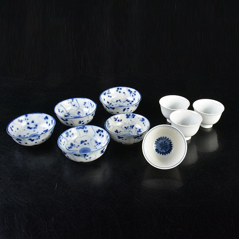 伊万里焼　古伊万里　染付　花文　煎茶碗　9点まとめて　C　6835