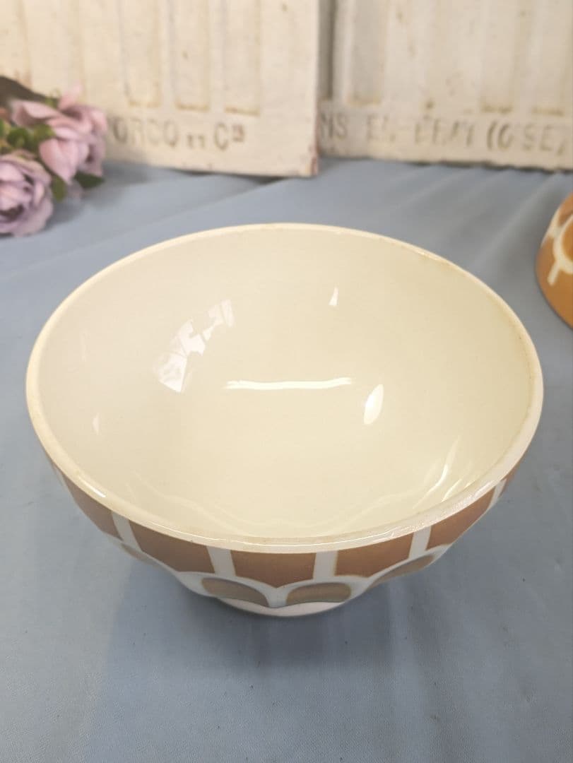 フランス アンティーク Luneville カフェオレボウル 直径15cm ペア