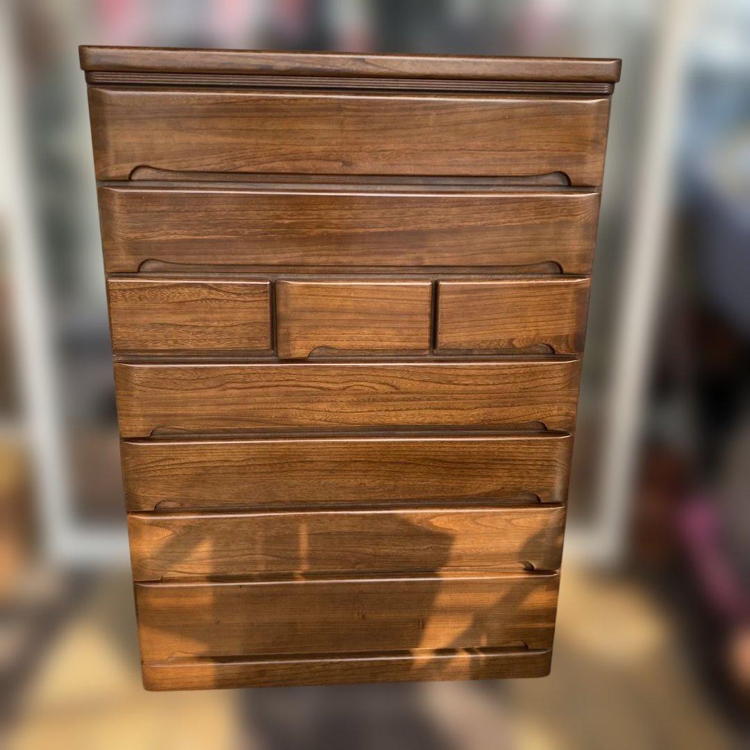 木製ブラウンチェスト 8引き出し　7段　S K
