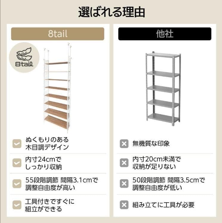 突っ張りラック ホワイト×ホワイト 幅78cm